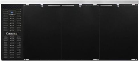 Continental Refrigerator BBC79 Three Section Refrigerated Back Bar Cooler, 79" W x 34-3/4"H, Black Exterior in Kuwait