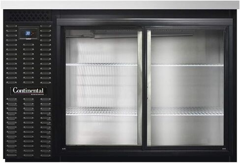Continental Refrigerator BBC50-SGD Two Section Sliding Glass Door Refrigerated Back Bar Cooler, 50" W x 34-3/4"H, Black Exterior in Kuwait
