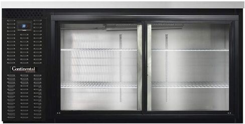 Continental Refrigerator BBC69-SGD Two Section Sliding Glass Door Refrigerated Back Bar Cooler, 69" W x 34-3/4"H, Black Exterior in Kuwait