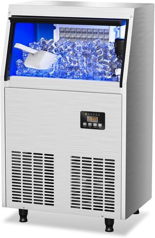 Coolski Commercial Ice Maker, 200LBS/24H Ice Maker Machine with 35lbs Storage Capacity, 45 Ice Cubes in 12-15 Minutes, LED Digital Display, Freestanding Ice Machine for Home/Restaurant/Cafe/Bar in Kuwait