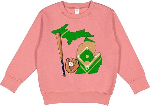 inktastic Michigan Baseball Diamond with Bat and Glove Toddler Sweatshirt in Saudi Arabia