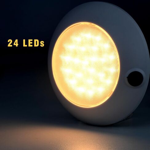 LED Dome Light, 12V DC Surface Mount Ceiling Light with Switch, Super Bright 334LM Warm White (2900-3200K), IP66 Waterproof, 120° Beam Angle for Cabin, RV, Marine Interior Lighting (5.5 inches) in Saudi Arabia