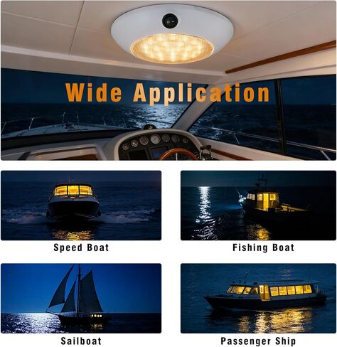 LED Dome Light, 12V DC Surface Mount Ceiling Light with Switch, Super Bright 334LM Warm White (2900-3200K), IP66 Waterproof, 120° Beam Angle for Cabin, RV, Marine Interior Lighting (5.5 inches) in Saudi Arabia