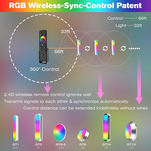 HUSUKU GT1 (2.0) Boat RGB LED Lights Underwater Marine Color Light Kit, SUS316, 2000LM 36LED 12V~24V IP68 Waterproof, Wireless Grouping and Control Auto Sync, for Yacht Boat Dock Deck Fishing Light in Kuwait