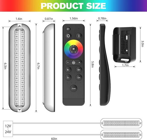 HUSUKU GT1 (2.0) Boat RGB LED Lights Underwater Marine Color Light Kit, SUS316, 2000LM 36LED 12V~24V IP68 Waterproof, Wireless Grouping and Control Auto Sync, for Yacht Boat Dock Deck Fishing Light in Kuwait