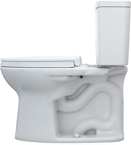 TOTO® Drake® مرحاض من قطعتين ممدود بارتفاع عالمي 1.28 GPF TORNADO FLUSH ® مزود بمقعد خشن مقاس 10 بوصات وCEFIONTECT® وSoftClose® وWASHLET®+ جاهز، قطن أبيض - MS776124CEFG.10#01 in Saudi Arabia