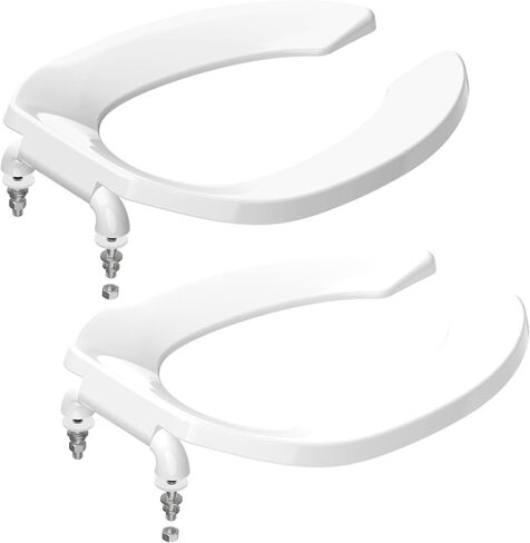 مقعد مرحاض تجاري مفتوح من الأمام، مقعد مرحاض عام 18.5 بوصة مقعد مرحاض ممدود للكنيسة، المدرسة، المستشفى، المكتب، غطاء المرحاض عالي التحمل (أبيض) in Kuwait