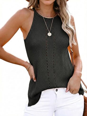 Tank Top for Women Loose High Neck Sleeveless Halter Tops Beach Vacation Sweater Vest 2025 Casual Summer Cami Shirts Blouse in Kuwait
