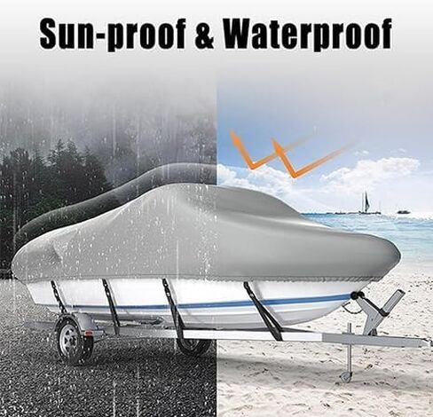 GXARTS Boat Cover 17-19ft Waterproof Trailerable Heavy Duty UV Resistant Marine Grade Outboard Cover Fits for V Shape/V-Hull, Tri-Hull Runabouts, Pro-Style, Bass Boats 600x310 cm/236.22x122.05 inch in Saudi Arabia