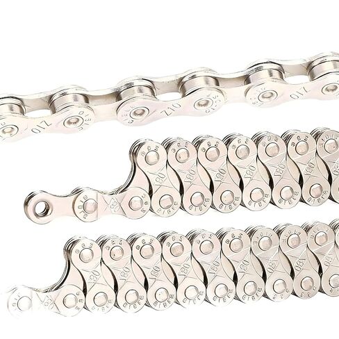 Single Speed Bike Chain 114 Links Full Silver Plated Bicycle Chain,Magic Buckle,Compatible with Shimano & SRAM,for Mountain Bike Road Bike Cycling Accessories in Saudi Arabia