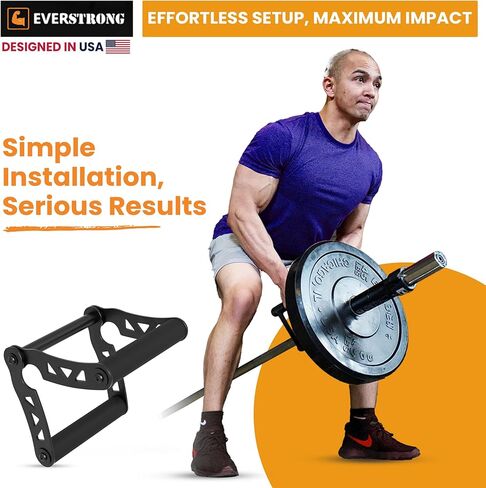 مرفق صف قضيب T من EVERSTRONG مع مقبض لغم أرضي مرفق على شكل حرف V - مرفق لغم أرضي دوار 360 درجة للحديد لتمرين الجسم بالكامل في صالة الألعاب الرياضية المنزلية - المساحات الصغيرة - حامل الألغام الأرضية القرفصاء المميتة in Kuwait