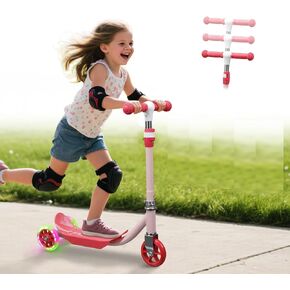 Kids Kick Scooter with Adjustable Height & LED Flash Wheels | 3 Growing Levels for Ages 3-6 Years | Outdoor Fun for Boys & Girls (37 to 50 Inches) in Kuwait