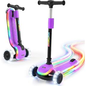 Kids Kick Scooter with LED Light-Up Wheels & Deck, 3-Wheel Folding Scooter for Ages 3-10, Adjustable Height, Extra Wide Anti-Slip Deck for Boys Girls in Kuwait