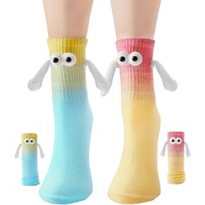 Yawlsow Funny Holding Hands Socks 4 Pairs Crazy Magnetic Men Women Couple Socks Silly Sock Birthday Gifts for Teens, Friends in Kuwait