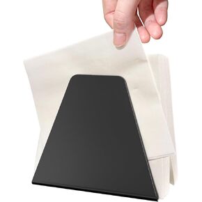 حامل مناديل معدني أسود صغير الحجم قابل للتعديل ذاتيًا للمناديل الورقية القياسية، تصميم قوي مثالي لأسطح المطبخ وطاولات الطعام وبارات الإفطار in Kuwait