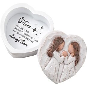 التماثيل الشقيقة مجوهرات تذكار صغير مربع الأمهات يوم هدايا للأخت في القانون - هدايا عيد ميلاد الأخت - مربع الذاكرة - الصداقة الصناديق للديكور المنزلي - مرسومة باليد ثلاثية الأبعاد in Kuwait