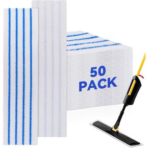 Replacement Disposable Microfiber Pad Fit for Rubbermaid Quick Connect Mop System - 50 Pack Wet & Dry Commercial Cleaning Refills with Scrubbing/Scouring Stripes Fit for Any Flat System 17 and 18 Inch in Kuwait
