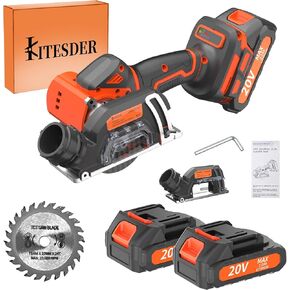 طقم منشار دائري بدون فرش مقاس 3 بوصة - يتضمن منشارًا دائريًا، وبطارية سحب، وشاحن، ويأتي مع شفرة منشار واحدة. يتميز بعمق قطع قابل للتعديل بمقدار 45 درجة، وقفل أمان. in Kuwait