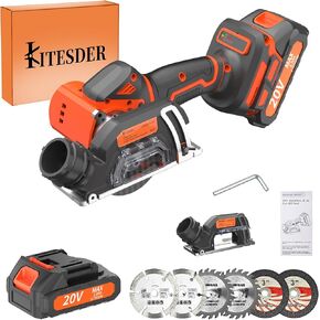 طقم منشار دائري بدون فرش مقاس 3 بوصة - يشتمل على منشار دائري وبطارية وشاحن ويأتي مع 6 شفرات منشار. يتميز بعمق قطع قابل للتعديل بمقدار 45 درجة، وقفل أمان. in Kuwait