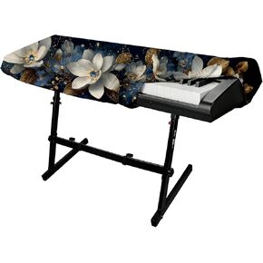88 Keys Piano Keyboard Cover-Digital Key Board Stand Dust Covers with Durable Elastic Cord (Flower) in Kuwait