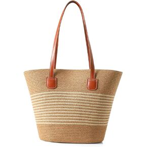 أكياس قش نوليا للنساء | حقيبة Travel Straw Totes ، الصيف المنسوج المصنوع يدويًا ، حقيبة يد حقيبة الكتف in Kuwait