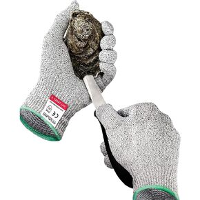 Rockland Guard Professional Oyster Shucking Kit - 3.5" Heavy Duty Stainless Steel Oyster Shucking Knife and Level 5 Cut Resistant Gloves, Clam Opener Shucker and Seafood Tool Gift Set, Large in Kuwait