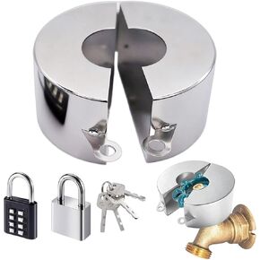 Outdoor Faucet Lock, Stainless Steel Water Spigot Lock with 2 Padlock, Hose Bib & Gate Valve Lock for Outside Faucet, Prevent Unauthorized Use & Water Theft (1.3–2.5 Inch Silver) in Saudi Arabia