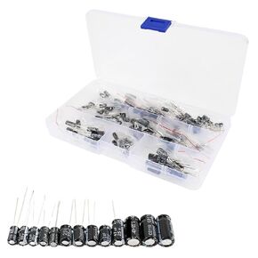 120pcs 12 Values Electrolytic Capacitor 16V 25V 50V Aluminum Electrolytic Capacitor Kit 1uF-470uF Electrolyte Capacitors(with Box) in Saudi Arabia