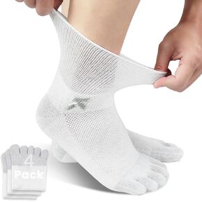 Diabetic Toe Socks Cushioned Sole, Combed Cotton, Daily Wear & Sports, 4-Pack Quarter Men's 6-12 Women's 7-13 in Kuwait