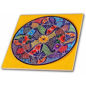 طبق مكسيكي ملون 3dRose، غواناخواتو، بلاط ديكور المكسيك، 12 بوصة سيراميك، شفاف in Kuwait