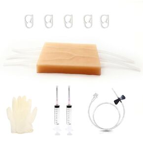 Venipuncture IV Pad，Injection Pad，Silicone IV Practice Pad with 4 Veins Imbedded-Phlebotomy Practice-Blood Draw Practice-IV Injection-Blood Return，Injection Training Pad，Phlebotomy School，Phlebotomist in Kuwait