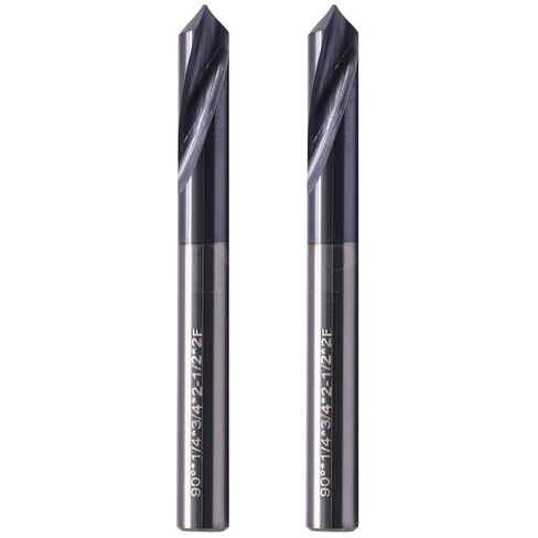 2Pcs 1/4" 2 Flute 90 Degree Solid Spot Drill - AlTiN Coated in Saudi Arabia