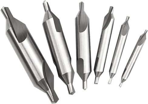 6-Piece HSS Double-Ended Center Drill Bit Set, 1 mm to 5 mm Sizes (1/1.5/2/2.5/3/5 mm), for Lathe Center Spotting and Countersinking, Silver in Kuwait