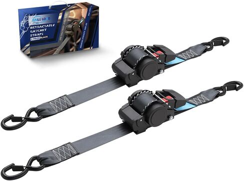 ANLULOAD Retractable Ratchet Strap(2in x 6ft),E Buckle Retractable Tie Down Strap for Motorcycles, Boats,Atvs,Utvs.WLL1,653Lbs,BS:3,306Lbs(2 Pack) in Kuwait