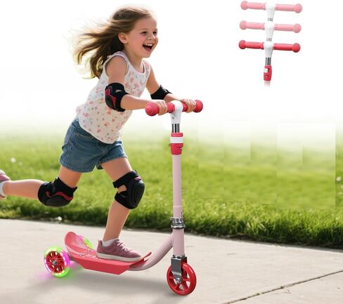 سكوتر للأطفال مع ارتفاع قابل للتعديل وعجلات فلاش LED | 3 مستويات نمو للأعمار من 3 إلى 6 سنوات | متعة في الهواء الطلق للأولاد والبنات (37 إلى 50 بوصة) in Kuwait