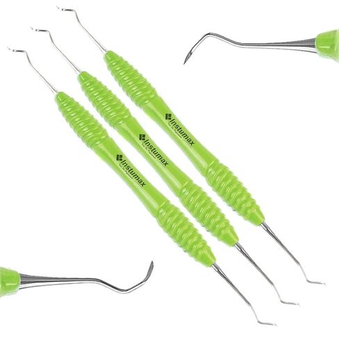 3 قطع منجل الأسنان 204S - أداة احترافية لإزالة حساب التفاضل والتكامل للأسنان الخلفية - حلقات سيليكون مقبض أصفر، نقطة دقيقة، قابلة للتعقيم - مستلزمات الصحة وطبيب الأسنان in Kuwait