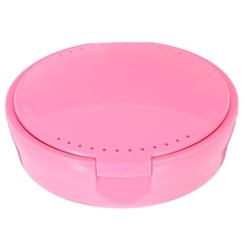 Portable Round Retainer Case with Mirror, Plastic False Teeth Holder for Travel and Home Use, Orthodontic Storage Box and Adults in Saudi Arabia