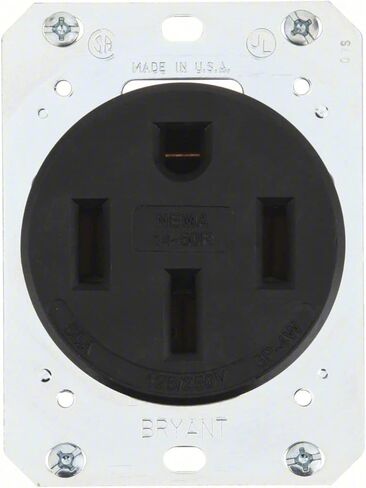 9450FR Industrial Grade 50 Amp NEMA 14-50 Receptacle Made in USA Single Flush 3 Pole 4 Wire Grounding 125/250V Black in Saudi Arabia