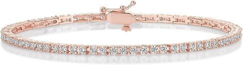 Pavoi 14K Gold Plated Cubic Zirconia Classic Tennis Bracelet | الأساور الذهبية للنساء | 4MM CZ ، حجم 6.5-7.5 بوصة in Kuwait