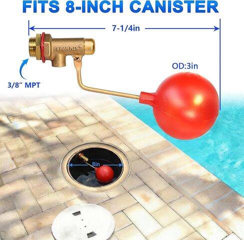 3/8" Auto-Fill Float Valve – 125 PSI,Heavy-Duty Brass Water Level Controller for In-Ground Pools, Pond, Spa & Stock Tank in Saudi Arabia