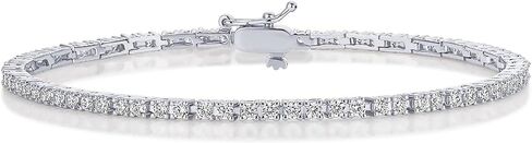 Pavoi 14K Gold Plated Cubic Zirconia Classic Tennis Bracelet | الأساور الذهبية للنساء | 4MM CZ ، حجم 6.5-7.5 بوصة in Kuwait
