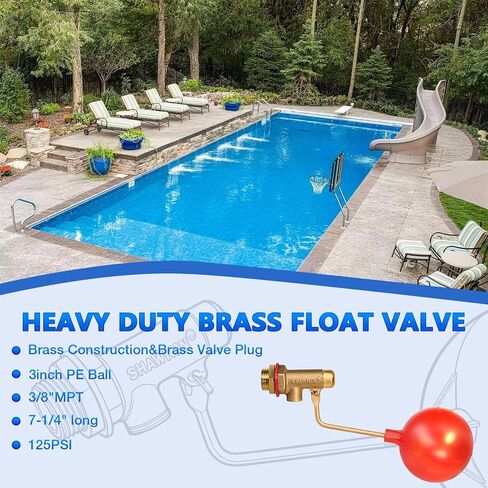 3/8" Auto-Fill Float Valve – 125 PSI,Heavy-Duty Brass Water Level Controller for In-Ground Pools, Pond, Spa & Stock Tank in Saudi Arabia