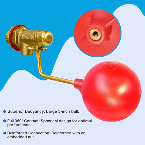 3/8" Auto-Fill Float Valve – 125 PSI,Heavy-Duty Brass Water Level Controller for In-Ground Pools, Pond, Spa & Stock Tank in Saudi Arabia