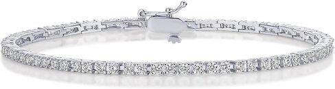 Pavoi 14K Gold Plated Cubic Zirconia Classic Tennis Bracelet | الأساور الذهبية للنساء | 4MM CZ ، حجم 6.5-7.5 بوصة in Kuwait