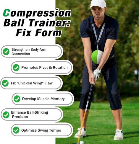 كرة تدريب الجولف المضغوطة - اتصال الساعد الرئيسي وموقع التأثير | إصلاح عملية تقطيع وتقطيع أجنحة الدجاج | تعزيز الإيقاع والتأخر وضرب الكرة النقية | أداة تدريب الجولف ذات الإسفنج الذكي الناعم in Kuwait