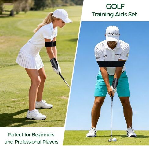 RILL Golf Training Aid, Include Golf Wrist Training Aid and Arm Band, Golf Swing Training Aid to Correct Wrist Angle and Develop Muscle Memory, Posture Correcting Tool for Beginners and Pros in Saudi Arabia