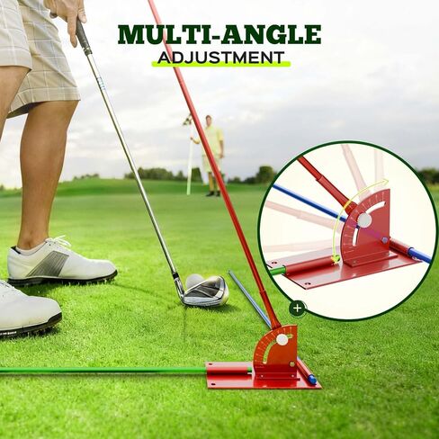 Golf Alignment Stick Holder - Metal Golf Alignment Sticks, Three-Hole Holder, Golf Swing Trainer with Training Manual, Golf Training Aid for Swing Plane & Swing Path in Kuwait