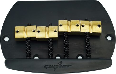Guyker Bass Bridge String Spacing 19.3mm, 4 String Fixed Bass Bridge with Solid Brass Saddle & Iron Plate (GB1007, Chrome) in Saudi Arabia