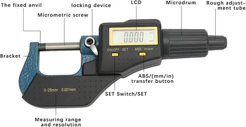 Outer Diameter Micrometer 0~25mm 0.001mm Electronic Digital Micrometer in Saudi Arabia