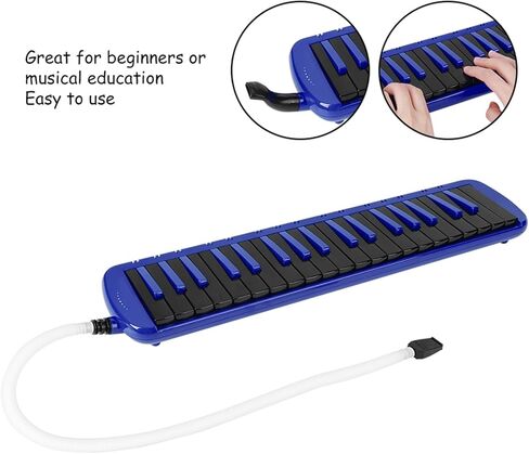 Qiilu Soprano Melodica 37 مفتاح آلة موسيقية للرياح مناسبة للمبتدئين حقيبة التدريب F37s بيانو هوائي محمول (أزرق) in Saudi Arabia